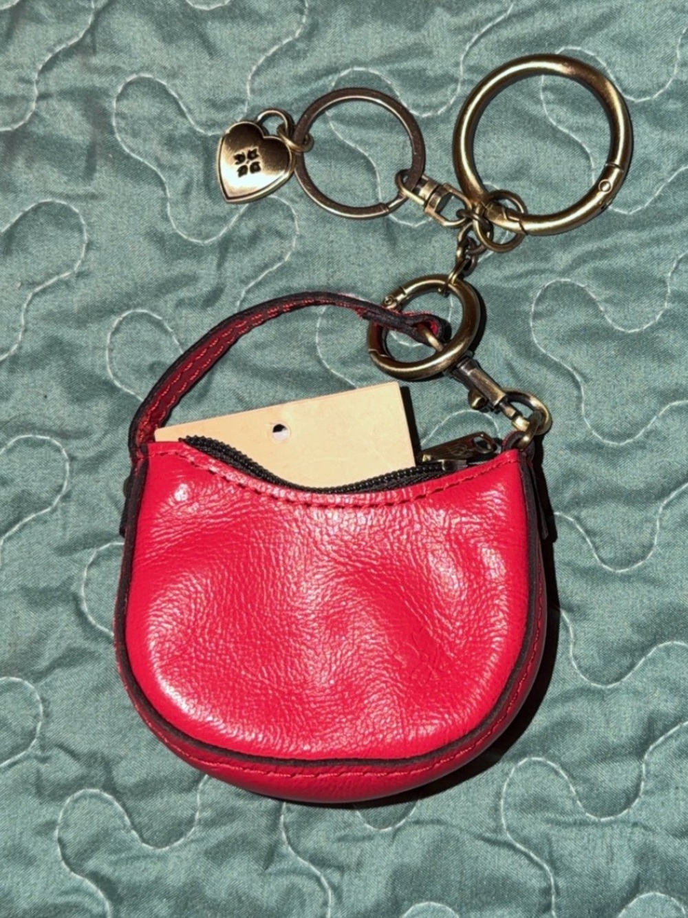 Patricia Nash Red Leather Coin Purse Keychain